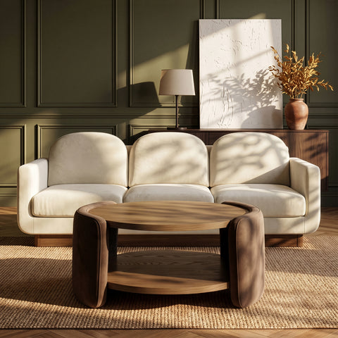 Arden Brown Velvet And Oak Veneer Coffee Table, 1 Piece