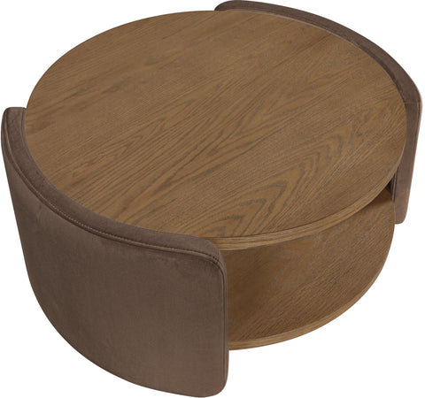 Arden Brown Velvet And Oak Veneer Coffee Table, 1 Piece
