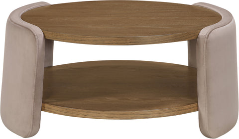 Arden Taupe Velvet And Oak Veneer Coffee Table, 1 Piece
