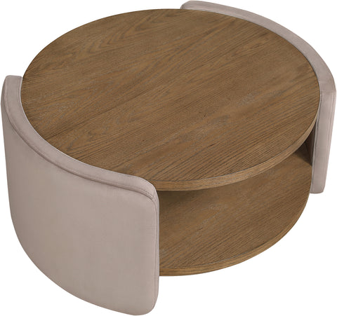 Arden Taupe Velvet And Oak Veneer Coffee Table, 1 Piece