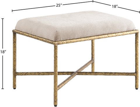 Estelle Beige Chenille Fabric Upholstered Bench, 1 Piece