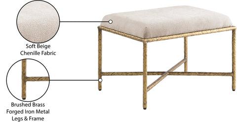Estelle Beige Chenille Fabric Upholstered Bench, 1 Piece