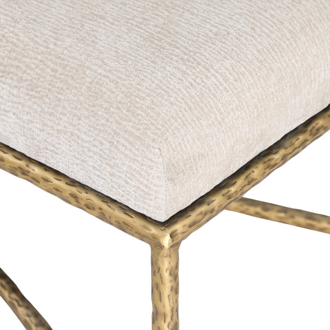 Estelle Beige Chenille Fabric Upholstered Bench, 1 Piece