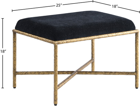 Estelle Black Chenille Fabric Upholstered Bench, 1 Piece