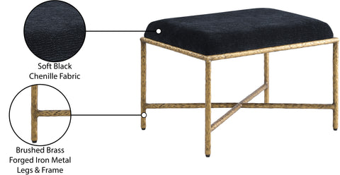 Estelle Black Chenille Fabric Upholstered Bench, 1 Piece