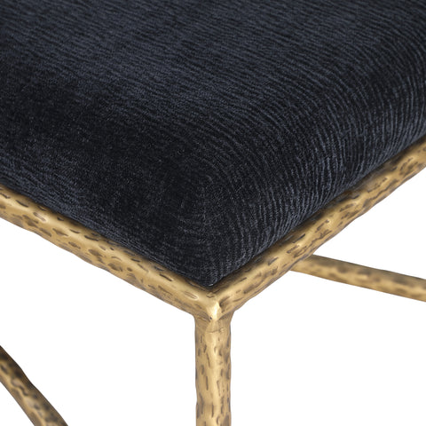 Estelle Black Chenille Fabric Upholstered Bench, 1 Piece