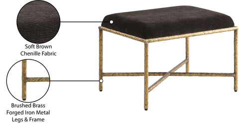 Estelle Brown Chenille Fabric Upholstered Bench, 1 Piece