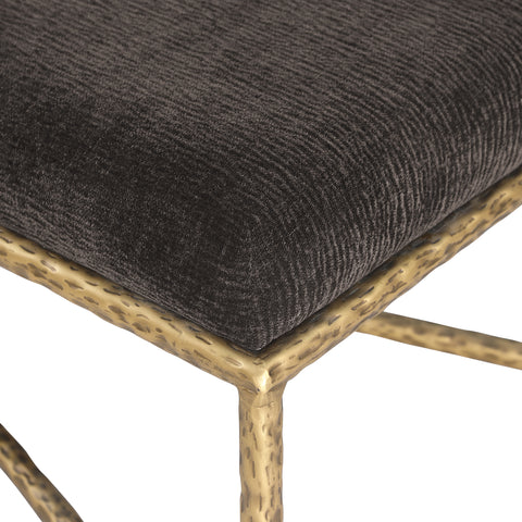 Estelle Brown Chenille Fabric Upholstered Bench, 1 Piece