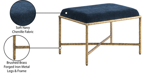 Estelle Navy Chenille Fabric Upholstered Bench, 1 Piece