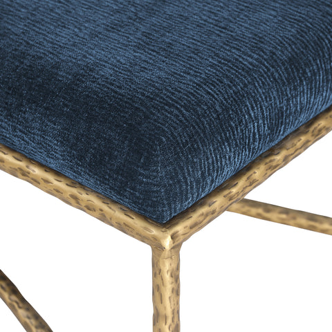 Estelle Navy Chenille Fabric Upholstered Bench, 1 Piece