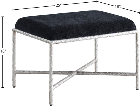 Estelle Black Chenille Fabric Upholstered Bench, 1 Piece (Style 2)