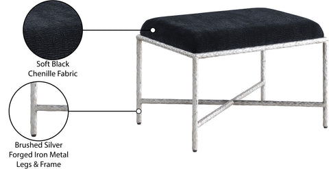 Estelle Black Chenille Fabric Upholstered Bench, 1 Piece (Style 2)
