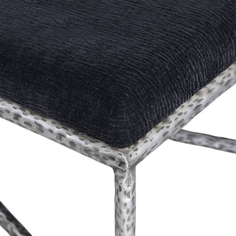Estelle Black Chenille Fabric Upholstered Bench, 1 Piece (Style 2)