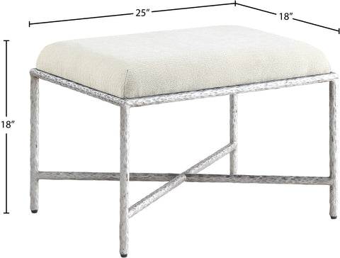 Estelle Cream Chenille Fabric Upholstered Bench, 1 Piece (Style 2)