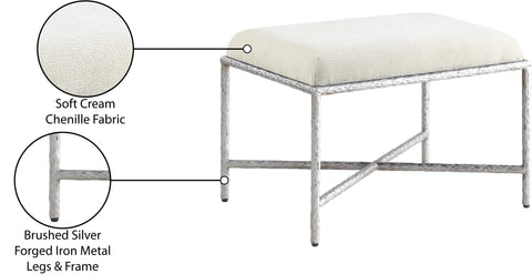 Estelle Cream Chenille Fabric Upholstered Bench, 1 Piece (Style 2)