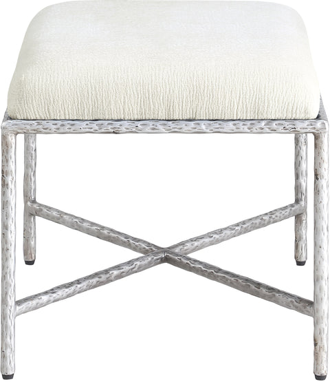 Estelle Cream Chenille Fabric Upholstered Bench, 1 Piece (Style 2)