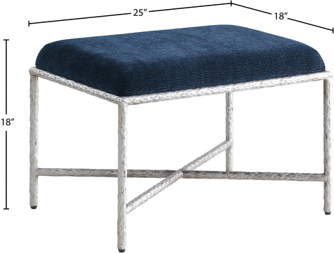 Estelle Navy Chenille Fabric Upholstered Bench, 1 Piece (Style 2)
