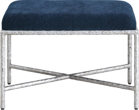Estelle Navy Chenille Fabric Upholstered Bench, 1 Piece (Style 2)