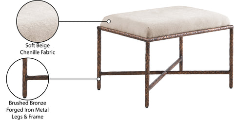 Estelle Beige Chenille Fabric Upholstered Bench, 1 Piece (Style 2)