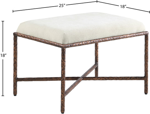Estelle Cream Chenille Fabric Upholstered Bench, 1 Piece (Style 3)