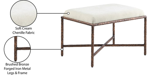 Estelle Cream Chenille Fabric Upholstered Bench, 1 Piece (Style 3)