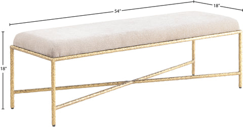 Estelle Beige Chenille Fabric Upholstered Bench, 1 Piece (Style 3)