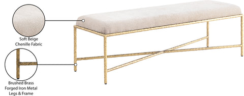 Estelle Beige Chenille Fabric Upholstered Bench, 1 Piece (Style 3)