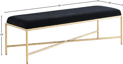 Estelle Black Chenille Fabric Upholstered Bench, 1 Piece (Style 3)