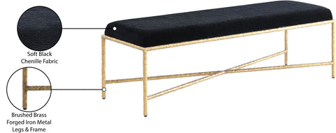 Estelle Black Chenille Fabric Upholstered Bench, 1 Piece (Style 3)