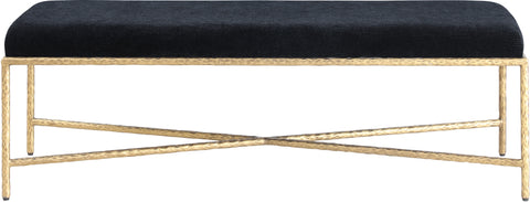 Estelle Black Chenille Fabric Upholstered Bench, 1 Piece (Style 3)