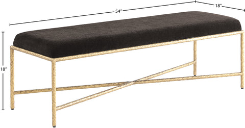 Estelle Brown Chenille Fabric Upholstered Bench, 1 Piece (Style 2)