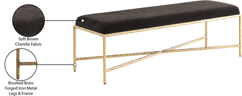 Estelle Brown Chenille Fabric Upholstered Bench, 1 Piece (Style 2)