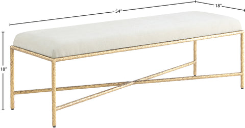 Estelle Cream Chenille Fabric Upholstered Bench, 1 Piece (Style 4)