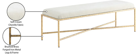 Estelle Cream Chenille Fabric Upholstered Bench, 1 Piece (Style 4)
