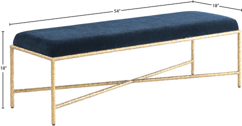 Estelle Navy Chenille Fabric Upholstered Bench, 1 Piece (Style 3)