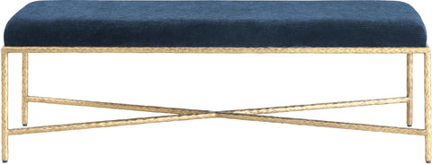 Estelle Navy Chenille Fabric Upholstered Bench, 1 Piece (Style 3)