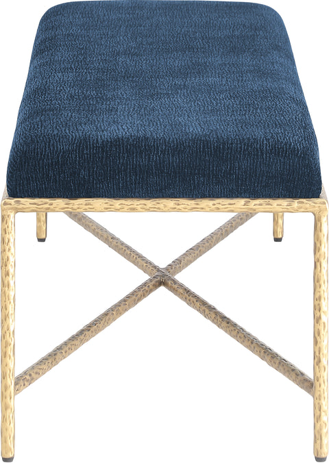 Estelle Navy Chenille Fabric Upholstered Bench, 1 Piece (Style 3)