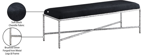 Estelle Black Chenille Fabric Upholstered Bench, 1 Piece (Style 4)