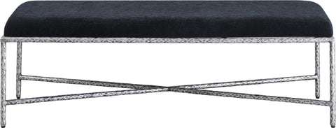 Estelle Black Chenille Fabric Upholstered Bench, 1 Piece (Style 4)