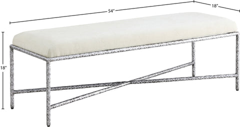 Estelle Cream Chenille Fabric Upholstered Bench, 1 Piece (Style 5)