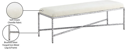 Estelle Cream Chenille Fabric Upholstered Bench, 1 Piece (Style 5)