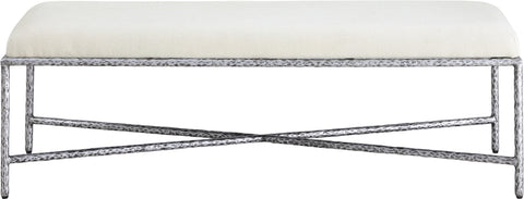 Estelle Cream Chenille Fabric Upholstered Bench, 1 Piece (Style 5)