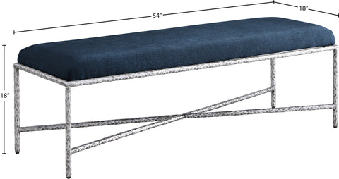 Estelle Navy Chenille Fabric Upholstered Bench, 1 Piece (Style 4)