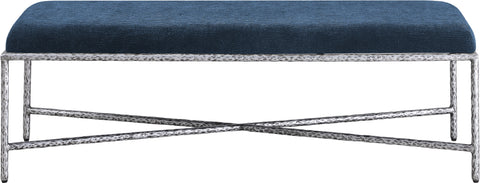 Estelle Navy Chenille Fabric Upholstered Bench, 1 Piece (Style 4)