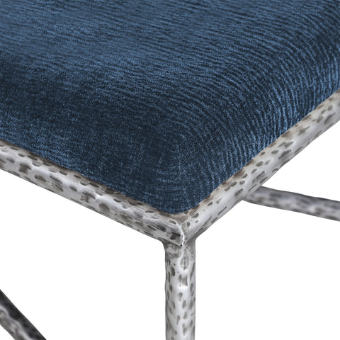 Estelle Navy Chenille Fabric Upholstered Bench, 1 Piece (Style 4)