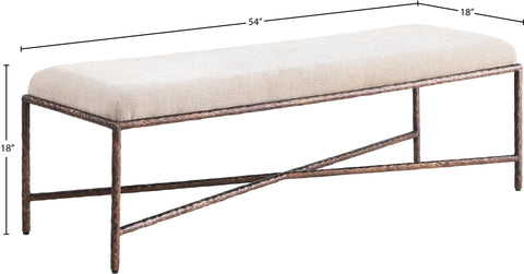 Estelle Beige Chenille Fabric Upholstered Bench, 1 Piece (Style 4)