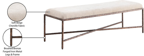 Estelle Beige Chenille Fabric Upholstered Bench, 1 Piece (Style 4)