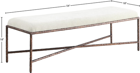 Estelle Cream Chenille Fabric Upholstered Bench, 1 Piece (Style 6)