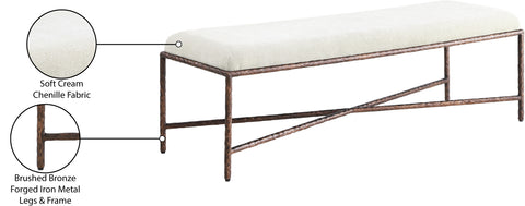 Estelle Cream Chenille Fabric Upholstered Bench, 1 Piece (Style 6)