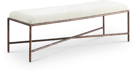 Estelle Cream Chenille Fabric Upholstered Bench, 1 Piece (Style 6)